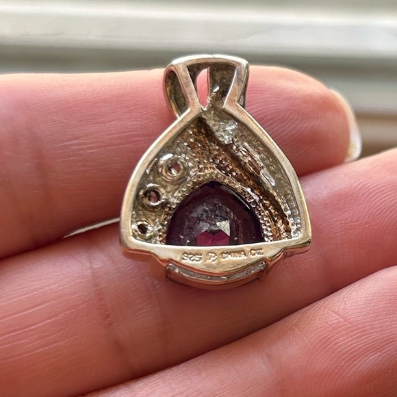 14K Over Sterling Silver Amethyst with CZ Pendant - Picture 3 of 5